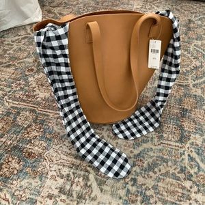 Anthropologie Vegan Leather Tote with Gingham Sash